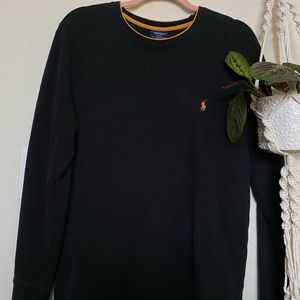 Polo Ralph Lauren Black Long Sleeve Waffle-Knit Sleepwear/Sweater